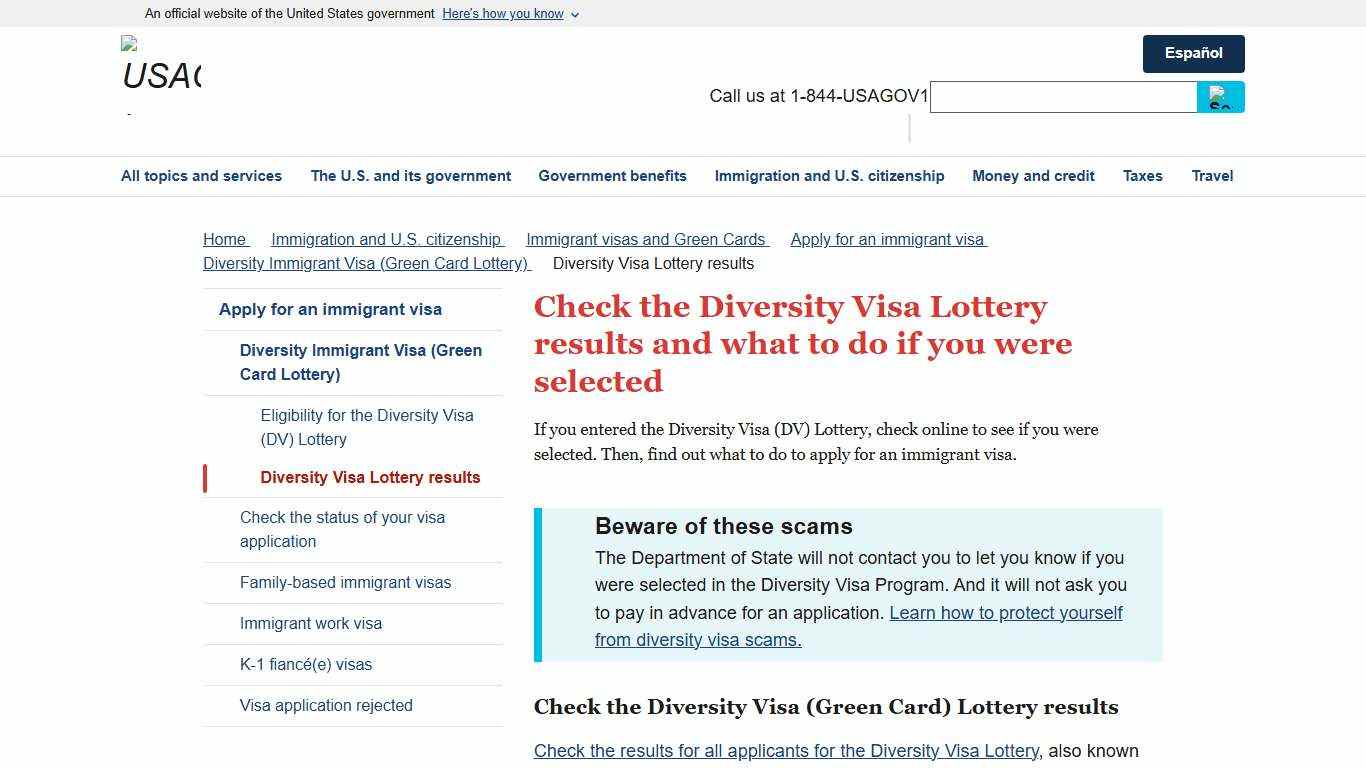 Check the Diversity Visa Lottery results and what to do if you were selected USAGov