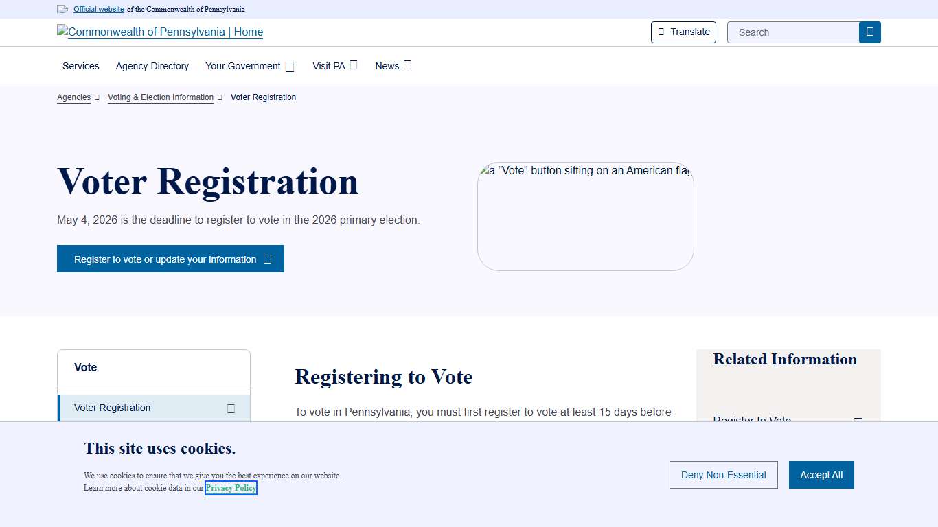 Voter Registration Voting & Election Information Commonwealth of Pennsylvania